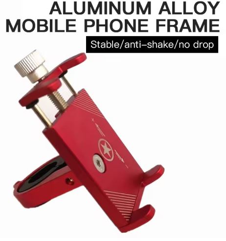 CNC Aluminum Bike/Moto Phone Mount — 360° Rotation (Black / Silver / Red)