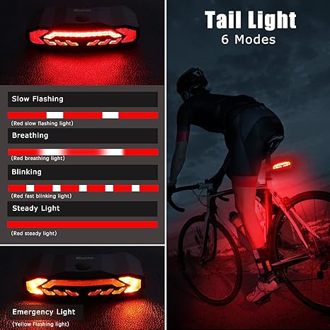 5-in-1 Smart Bike Tail Light — Turn Signals + Brake Light + 110 dB Alarm/Horn (Remote, USB-C)