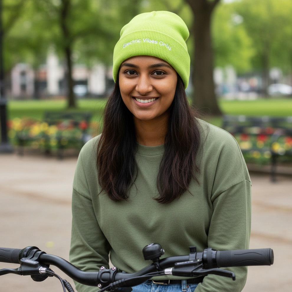 Classic Cuffed Beanies Built For E-Bike Riders | Electric Vibes Only