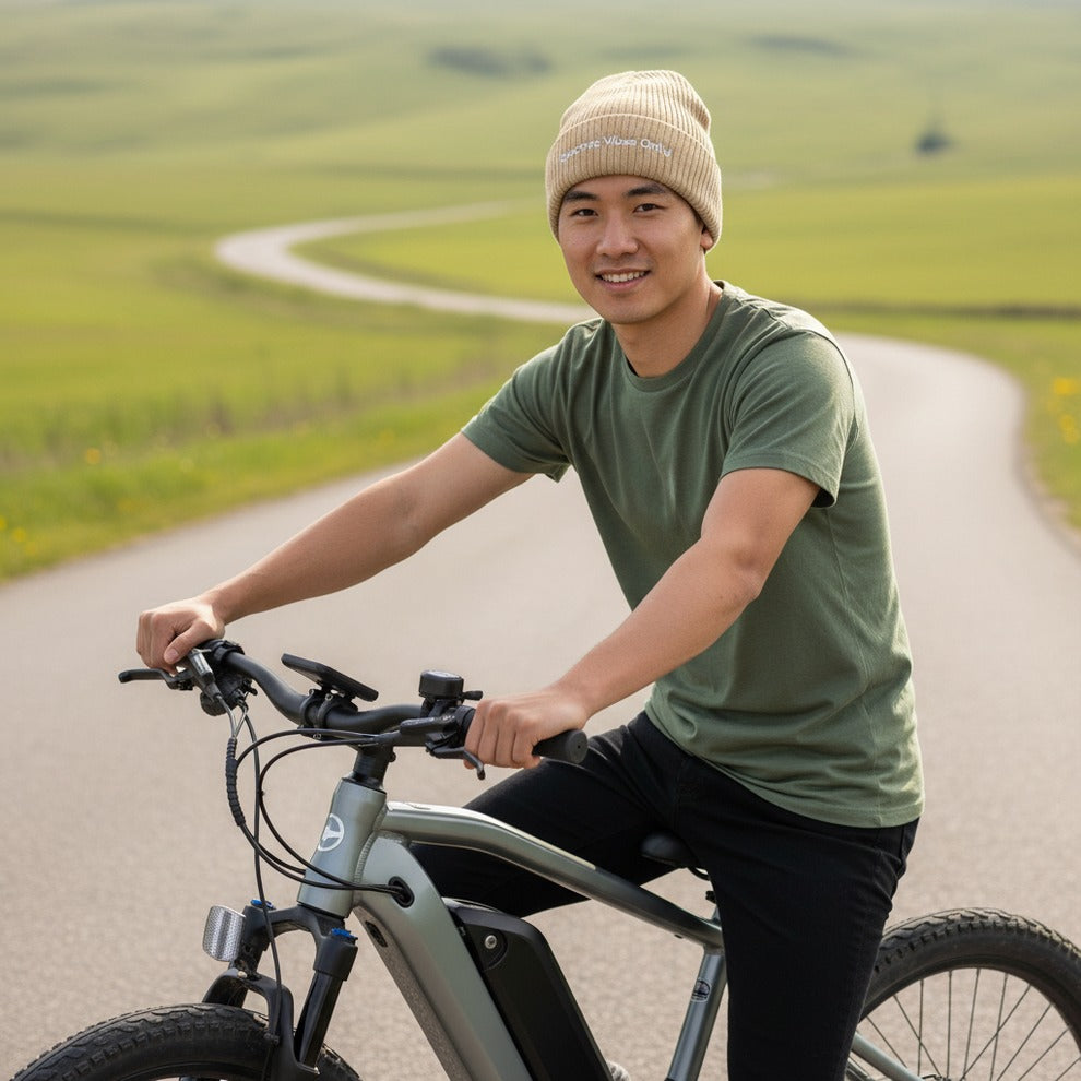 Classic Cuffed Beanies Built For E-Bike Riders | Electric Vibes Only