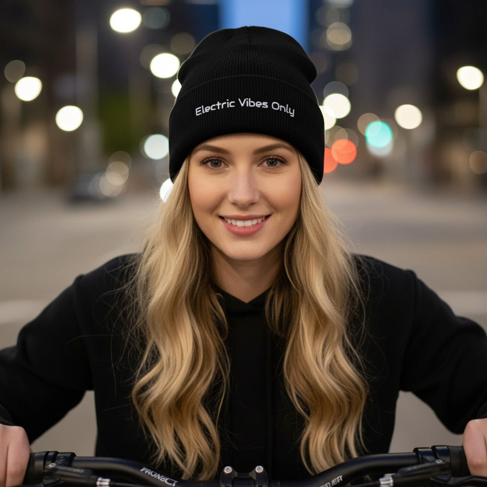 Classic Cuffed Beanies Built For E-Bike Riders | Electric Vibes Only