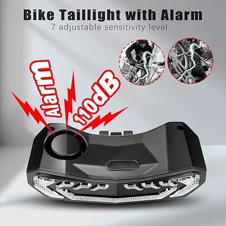 5-in-1 Smart Bike Tail Light — Turn Signals + Brake Light + 110 dB Alarm/Horn (Remote, USB-C)