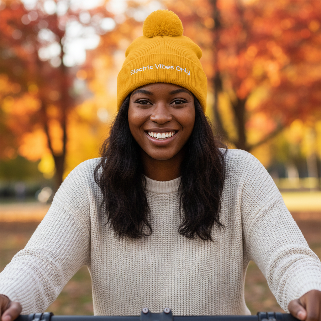 Pom-Pom Beanies Built For E-Bike Riders | Electric Vibes Only