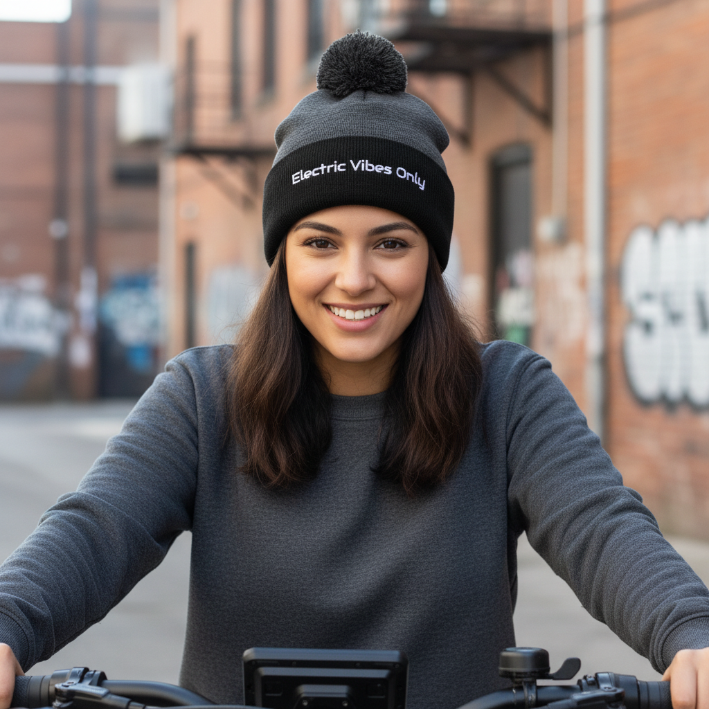 Pom-Pom Beanies Built For E-Bike Riders | Electric Vibes Only