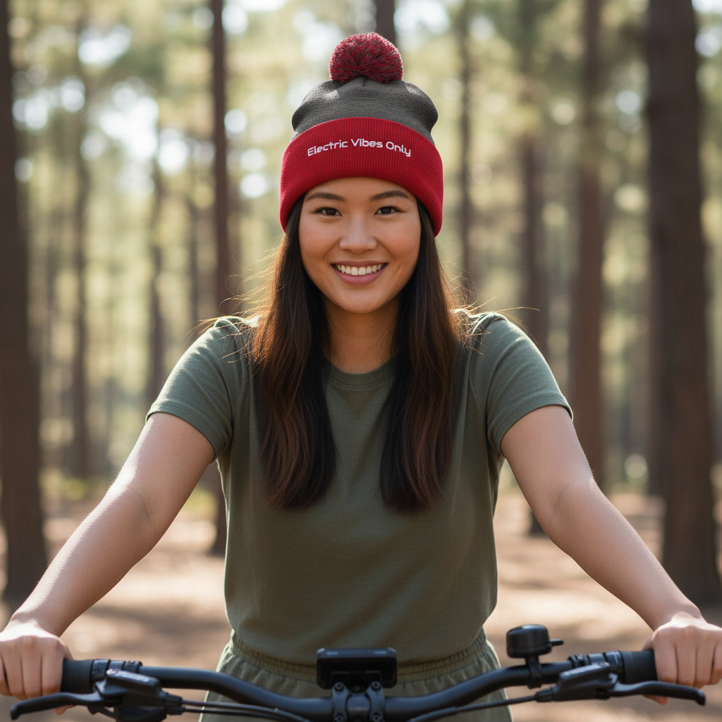 Pom-Pom Beanies Built For E-Bike Riders | Electric Vibes Only