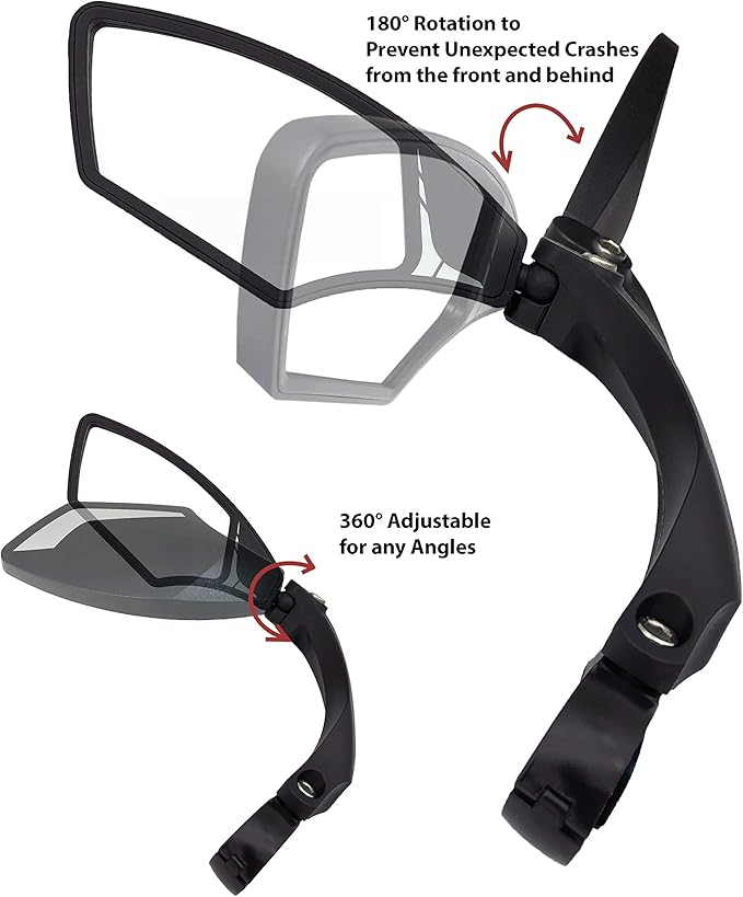 Hafny HF-M900LS-FR01 Clamp-On Bike Mirror (Left) — HD Silver Glass