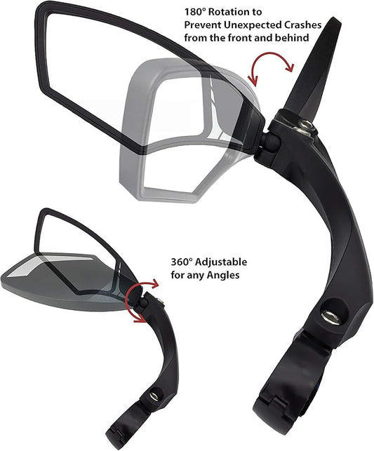 Hafny HF-M900LS-FR01 Clamp-On Bike Mirror (Left) — HD Silver Glass
