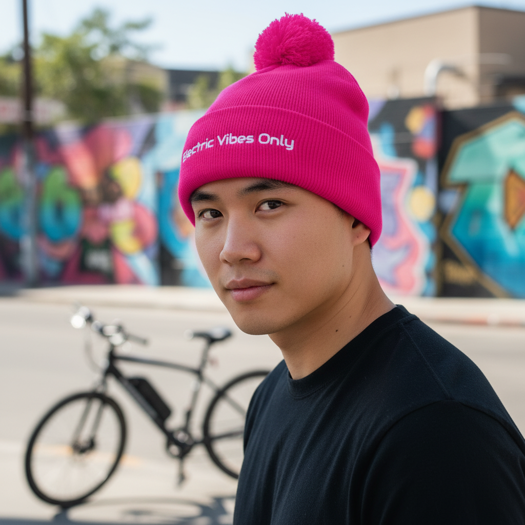 Pom-Pom Beanies Built For E-Bike Riders | Electric Vibes Only