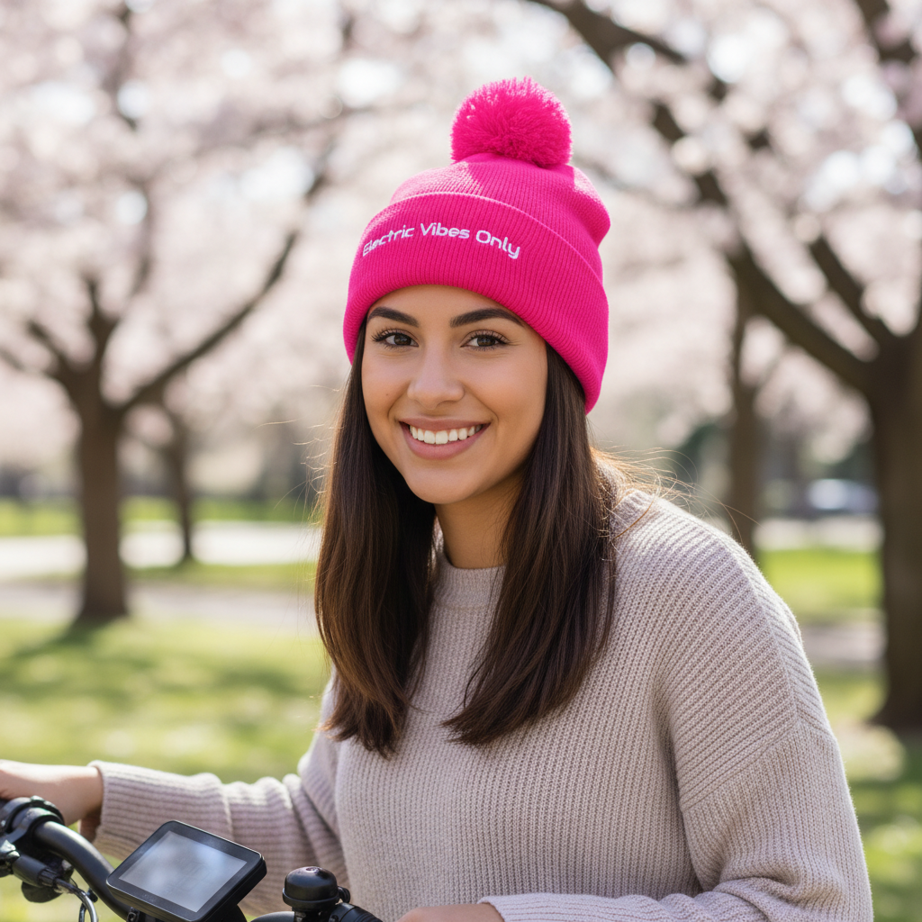 Pom-Pom Beanies Built For E-Bike Riders | Electric Vibes Only