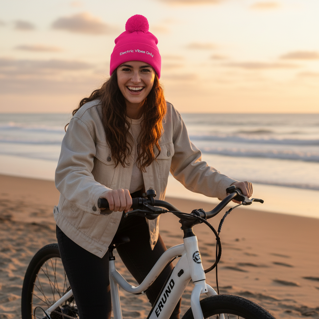 Pom-Pom Beanies Built For E-Bike Riders | Electric Vibes Only