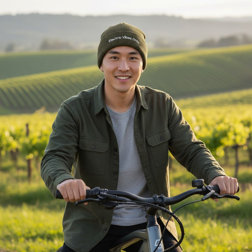 Classic Cuffed Beanies Built For E-Bike Riders | Electric Vibes Only