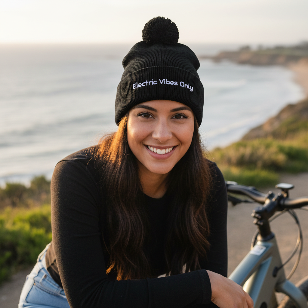 Pom-Pom Beanies Built For E-Bike Riders | Electric Vibes Only